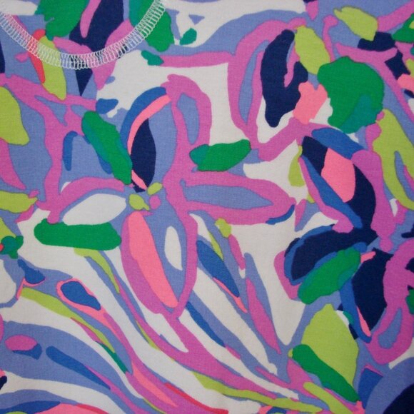 Lilly Pulitzer Floral Tunic Top V-neck Stretchy Purple Pink Green Blue Small - Picture 11 of 12